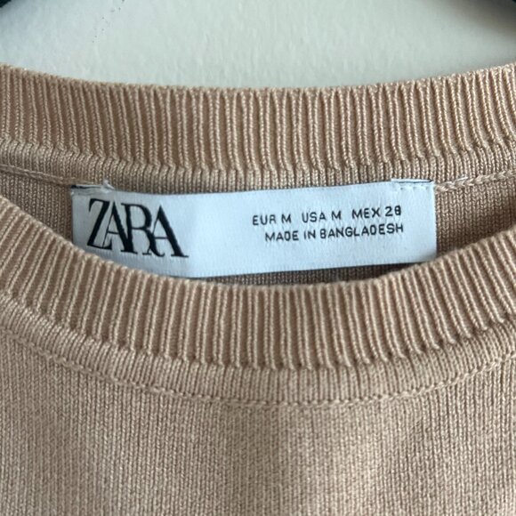ZARA Camel/Tan Knit Crop Top Sz M - Picture 3 of 4
